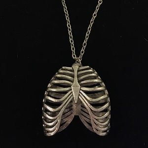 Rib Cage Antique Silver Tone Necklace